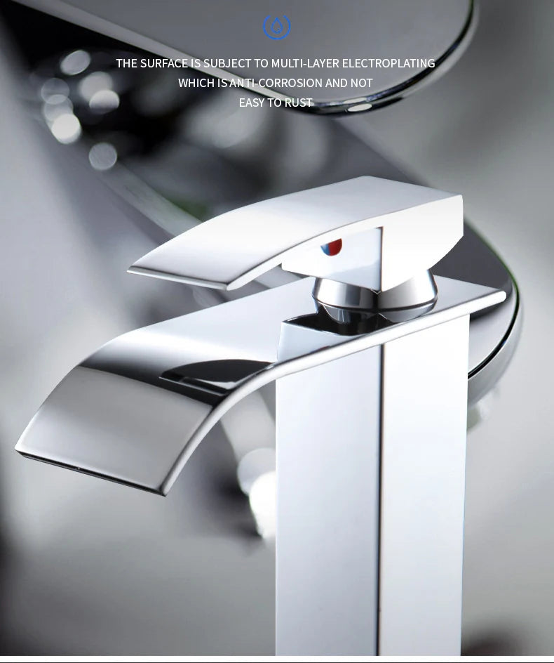 Luxury Black White Gold Waterfall Faucet Cold Pipe
