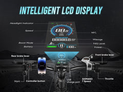 SAMEBIKE LOTDM200-II Fat Tire Electric Mountain Bike-70+Nm Powerful E-Bike With Smart NFC Key