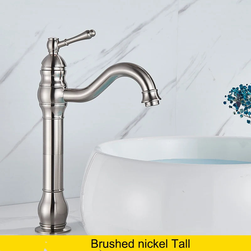 Luxurious Antique Bathroom Basin Faucet Brass Deck Mounted