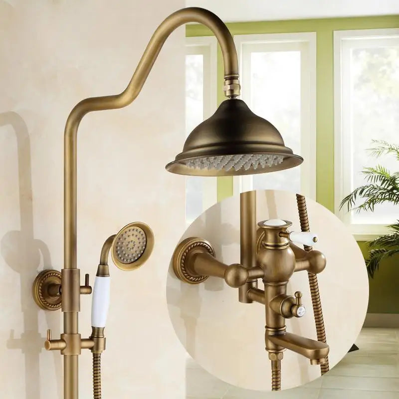 Bathroom Rain Shower Antique Bronze Wall Mounted Bath