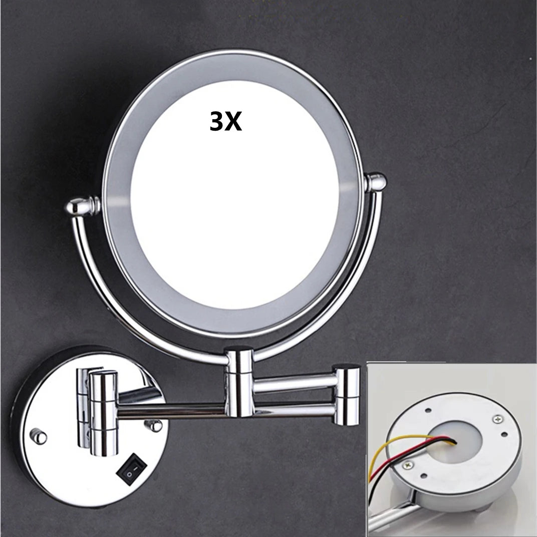 Silver Brass Dual Side Led Light Bathroom Mirror
