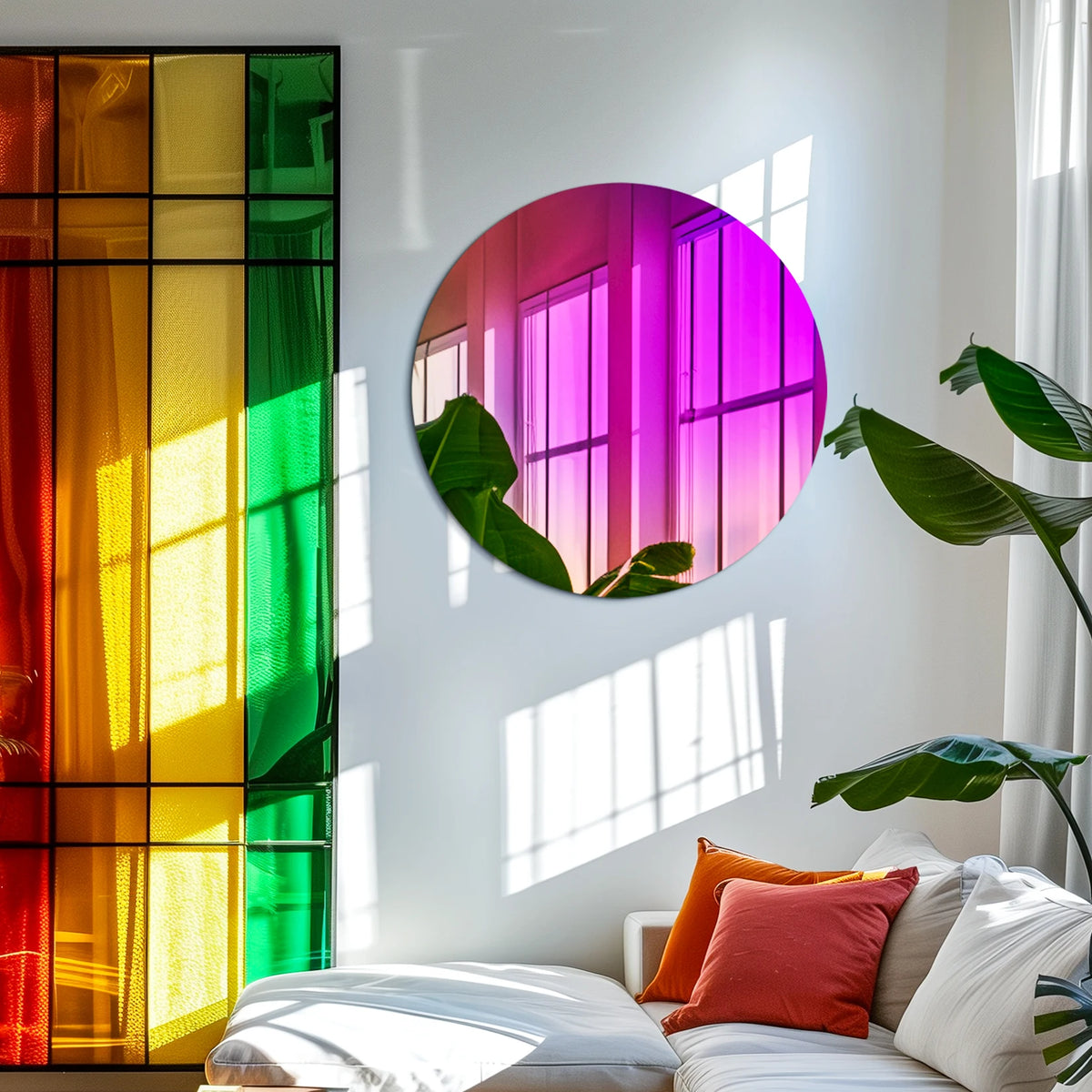 Wisfor Wall Decorative Mirror Iridescent Round Wall Mirror