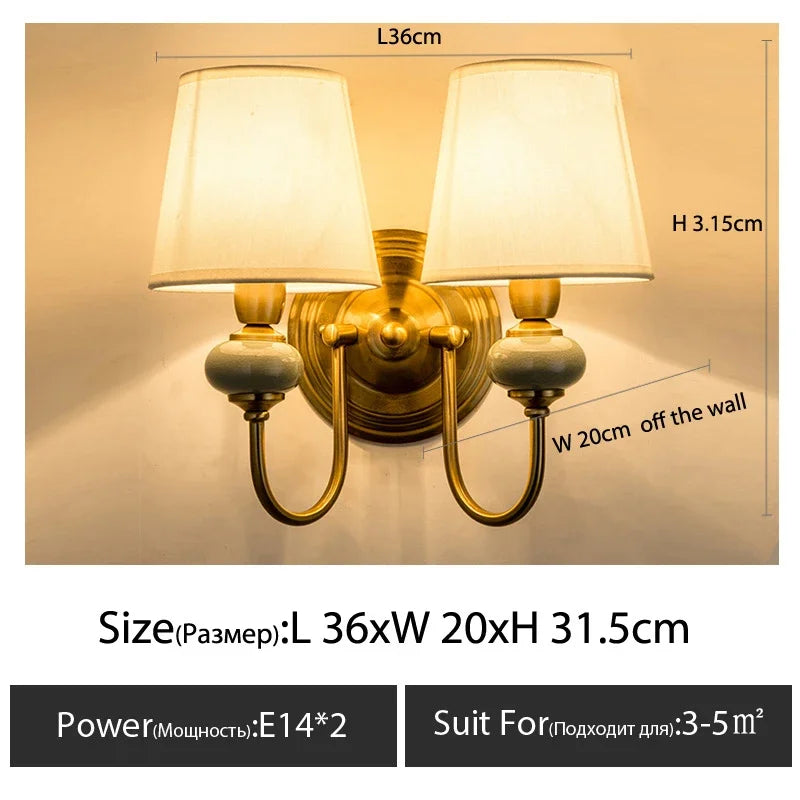 Modern Wall Sconce White Fabric Shade E27 Gold