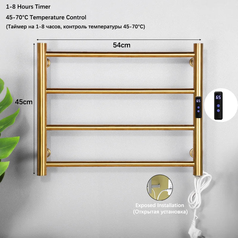 Bathroom Electric Heated Towel Rail Gold Smart Touch