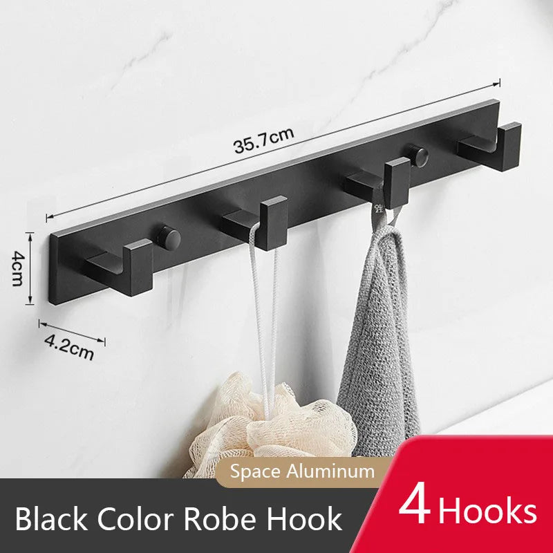 Bathroom Hardware Robe Hooks Matte Black/Gun Grey Color