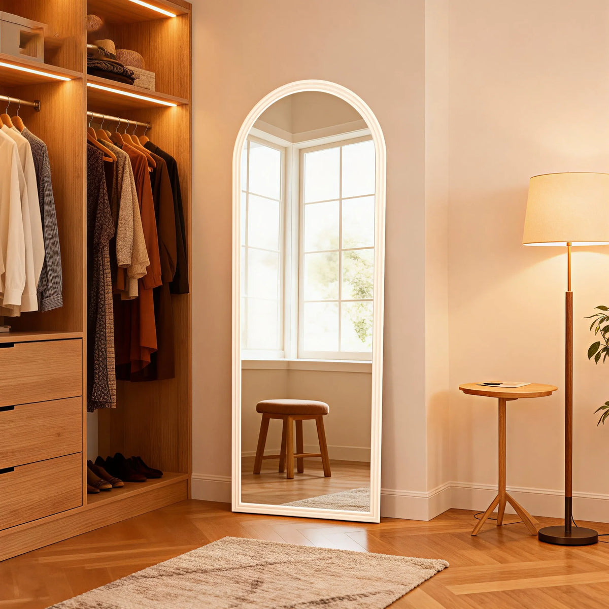 Arc Full Body Mirror 160x50cm Solid Wood Frame