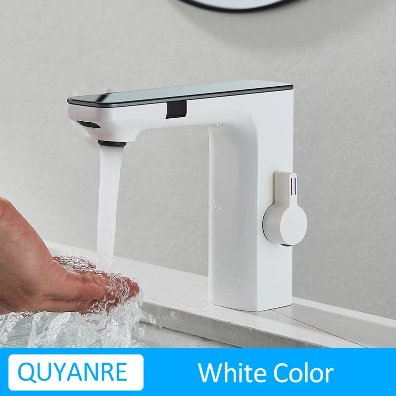 Gun Grey Smart Sensor Basin Faucet Digital Display