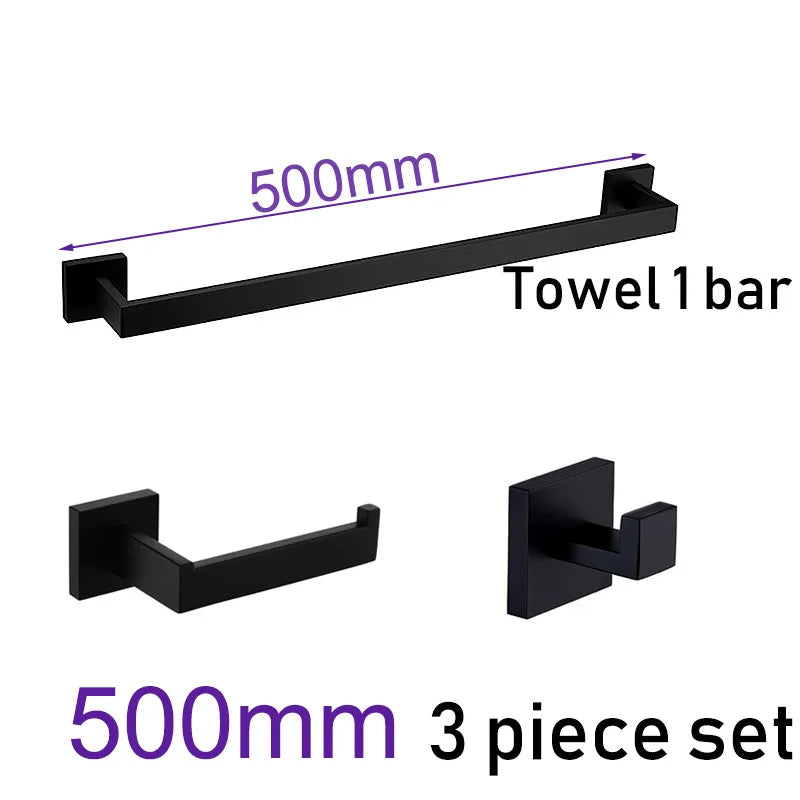 Black Bathroom Stainless Steel Wall Rack Towel Rack
