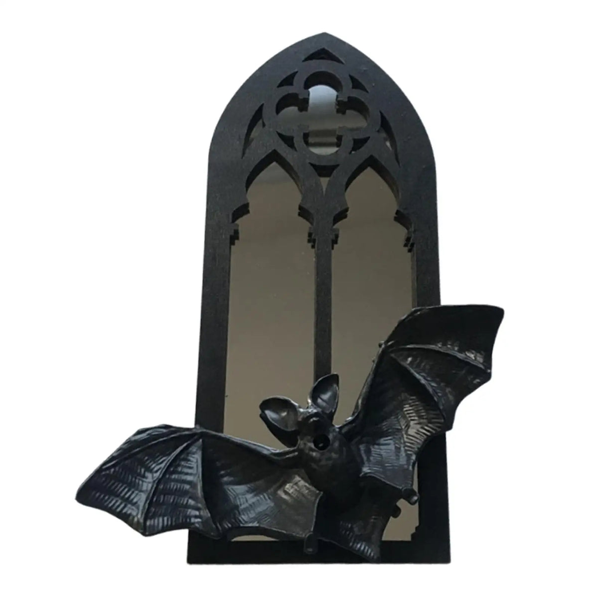 Gothic Arch Mirror Bat Wall Mirror Wood Accent
