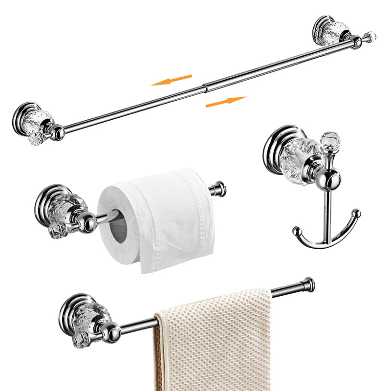 Ellen Golden Crystal Bathroom Hardware Adjust Towel Rack