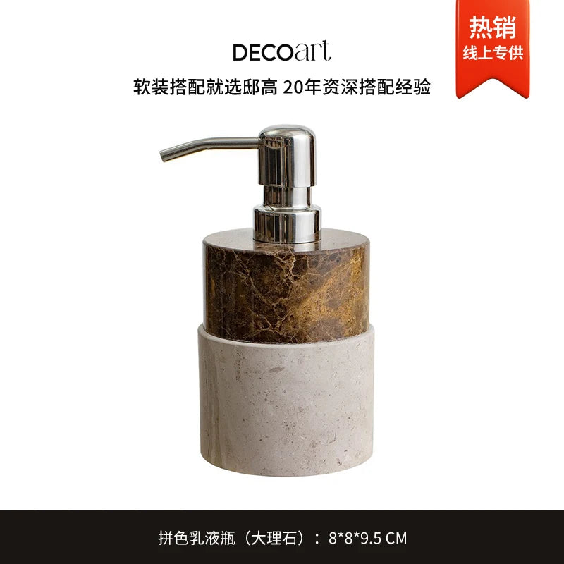 Marble Lotion Bottle Color-Blocked Leopard Print Mouthwash Cup