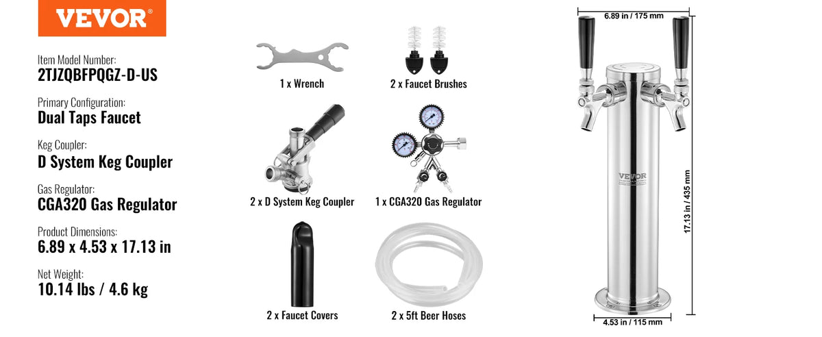 Succebuy Kegerator Tower Kit Tap Beer Conversion Kit
