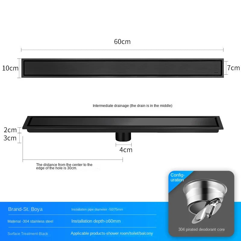 Luxury Hidden 304 Stainless Steel Rectangular Floor Drain