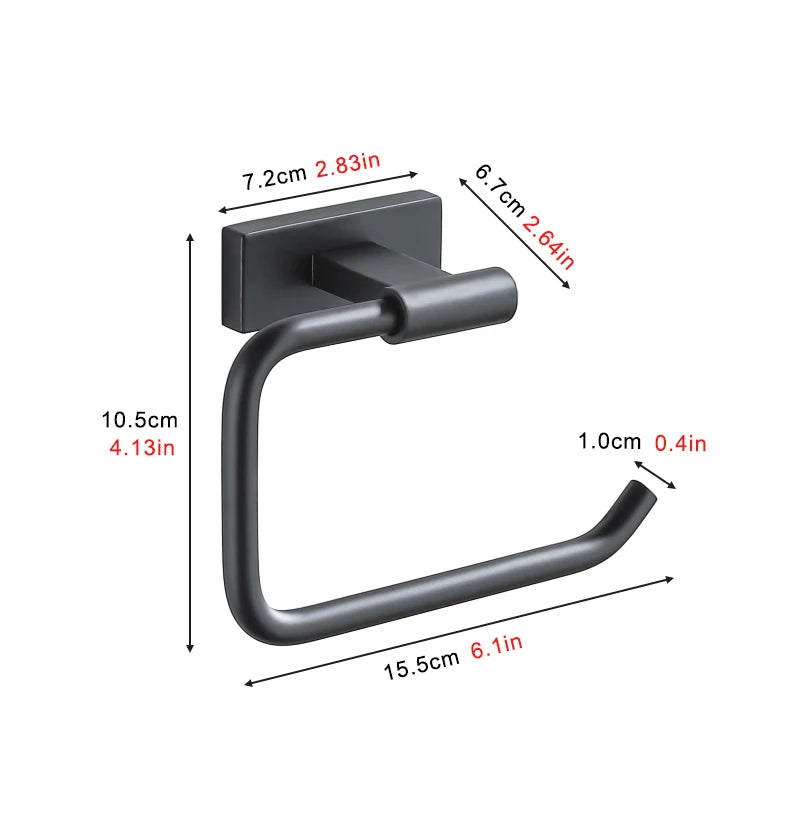 Black Stainless Steel Toilet Paper Holder Wall Mounted