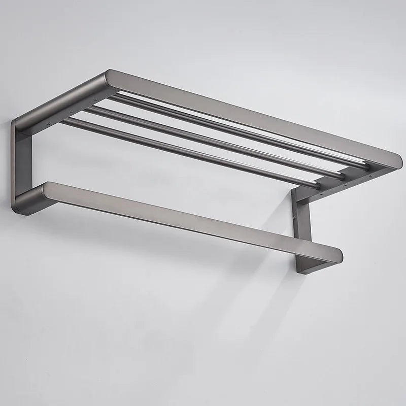 Gunmetal Grey Full Brass Bathroom Storage Towel Rack