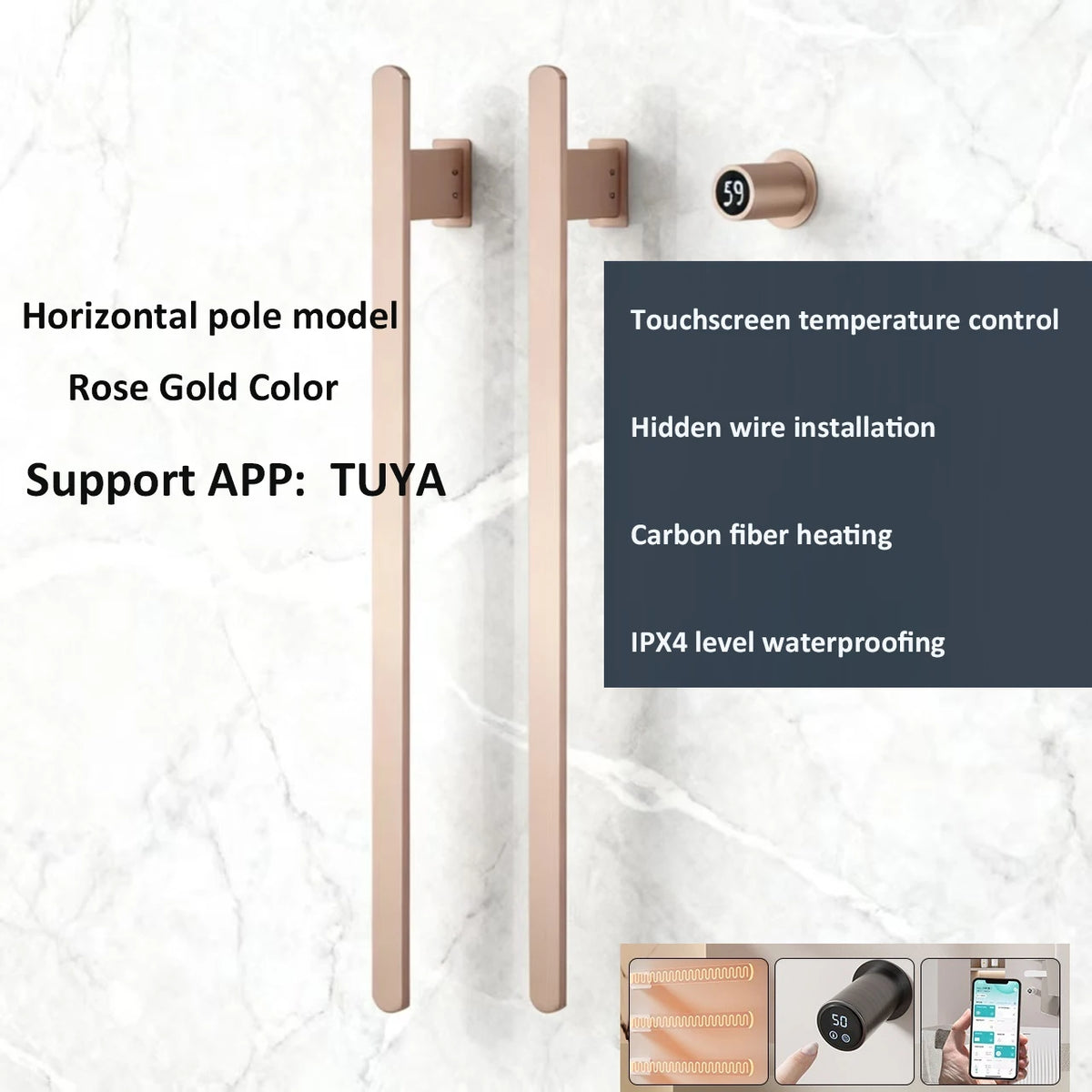 Intelligent Electric Heating Towel Rack Invisible Installation