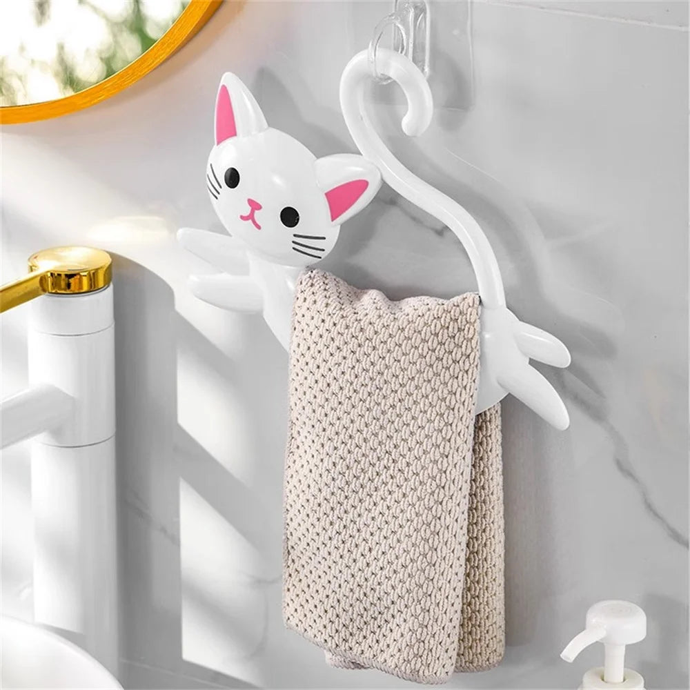 Cute Cartoon Towel Rack Bathroom Cat Shaped Towel