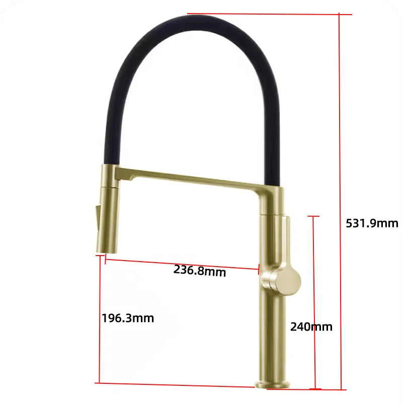Gunmetal Rubber Faucet Mixer Rotation Pull Down Stream
