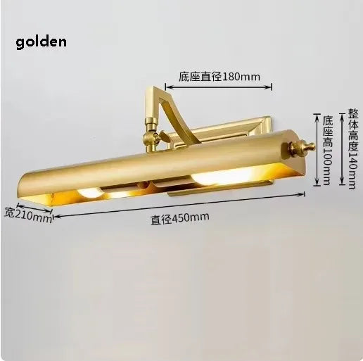 Wall Picture Lamp Led Gold Mirror Headlight Retro