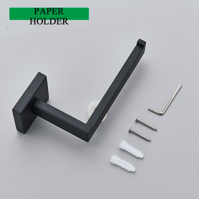 Bathroom Matte Black Wall Shelf Toilet Roll Paper