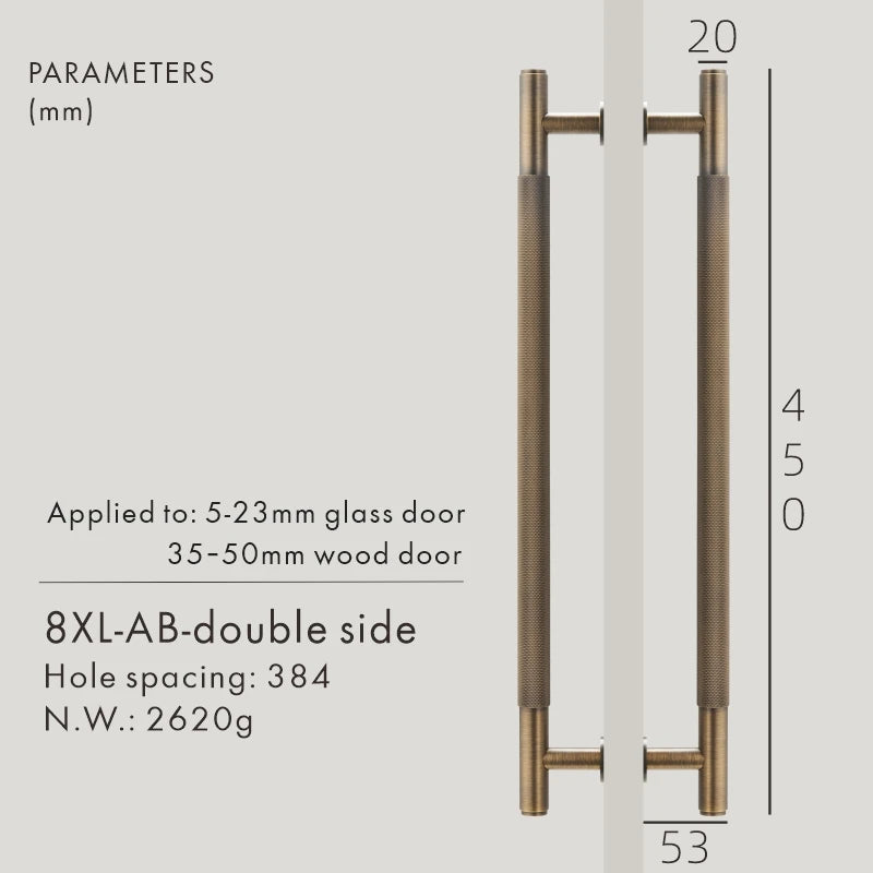 Dooroom Antique Brass Door Double Sided Knurled Pull