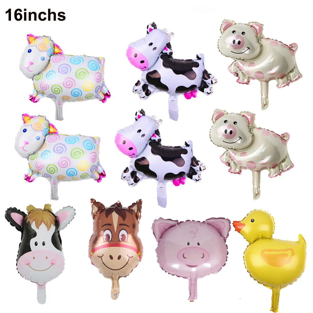 10/30/50pcs Farm Mini Animal Balloon Little Pig Duck