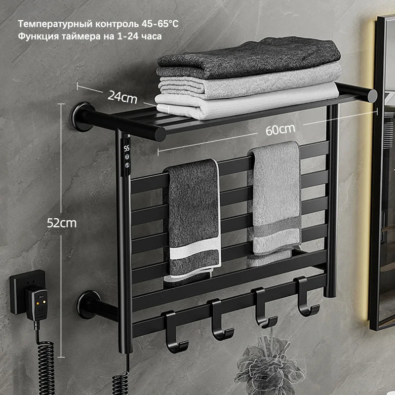 Black/White/Gray Towel Dryer Digital Display Electric Towel Rack