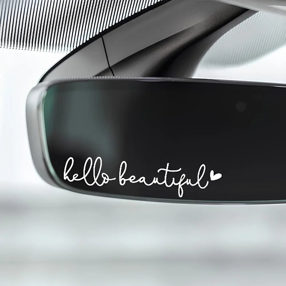 1pc Hello Beautiful Car Rearview Mirror Vinyl Decals
