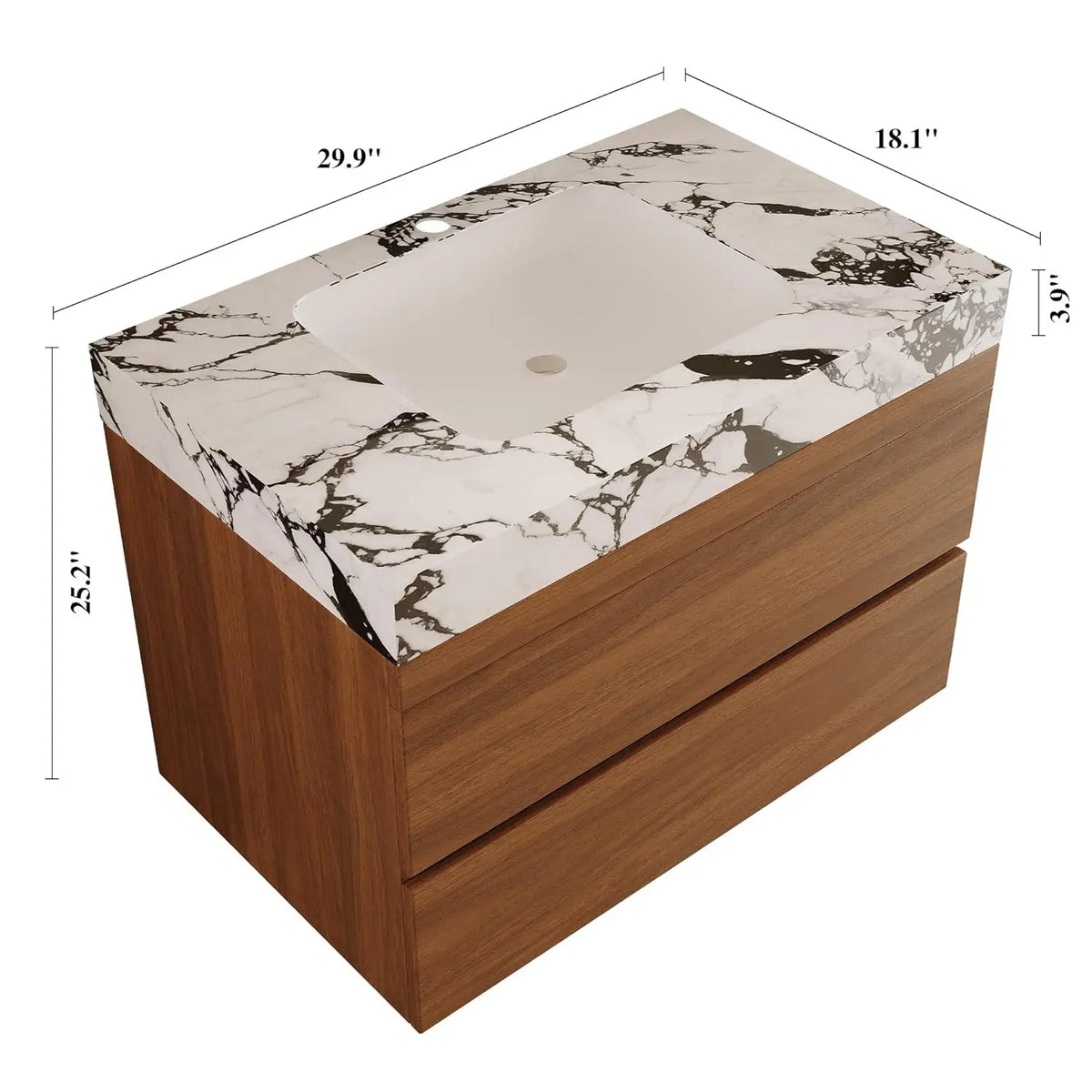 30 Modern Floating Bathroom Vanity Faux Marble Top