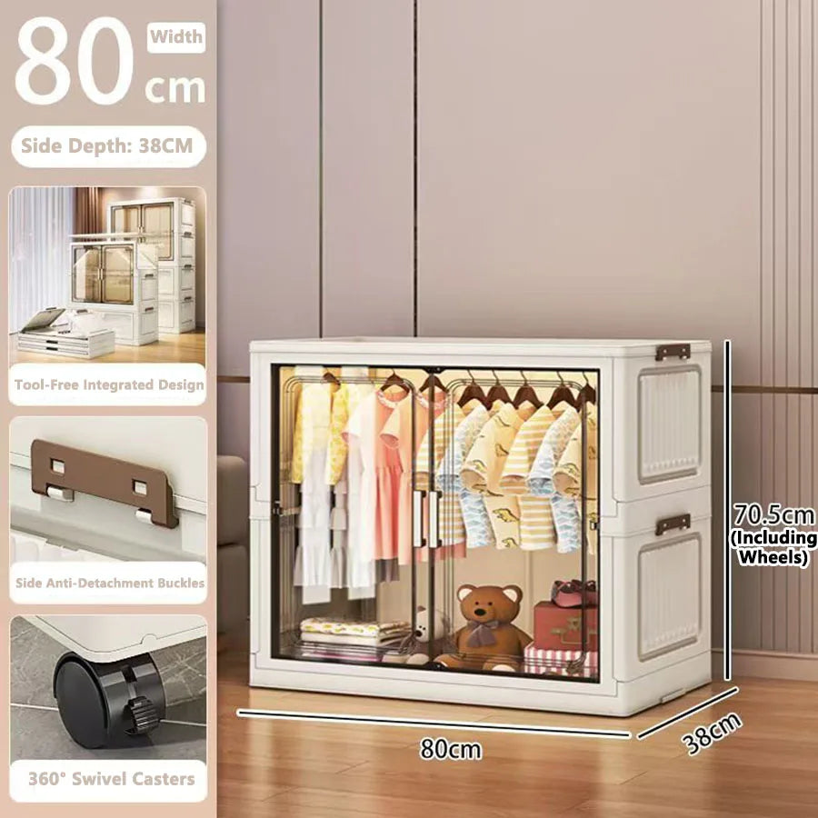 Multi-Functional Folding Storage Cabinet Doors White/Black/Gray