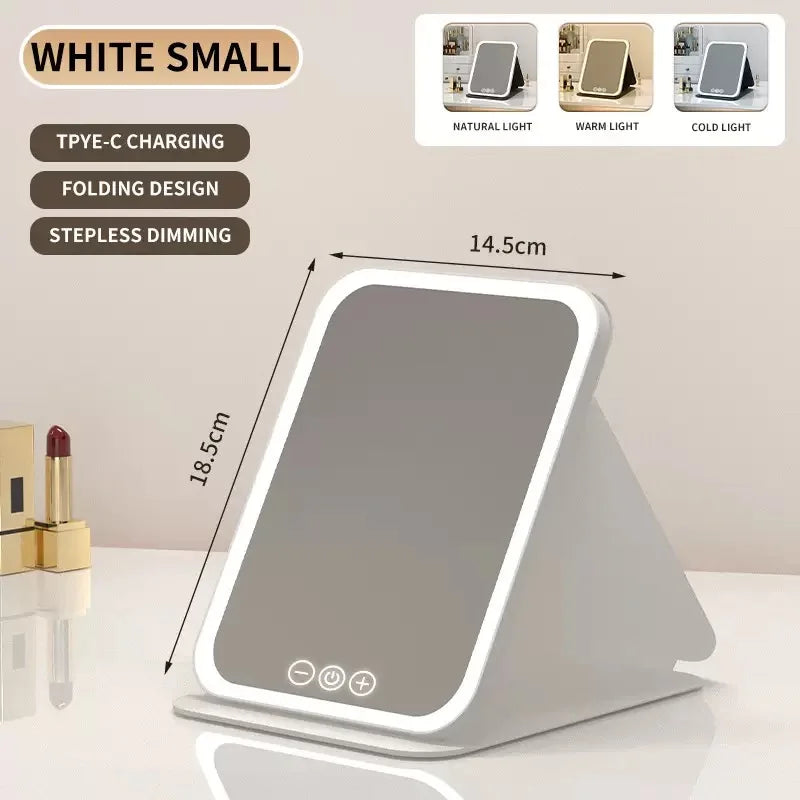 Led Lighted Makeup Mirror Foldable Rechargeable - Compact
