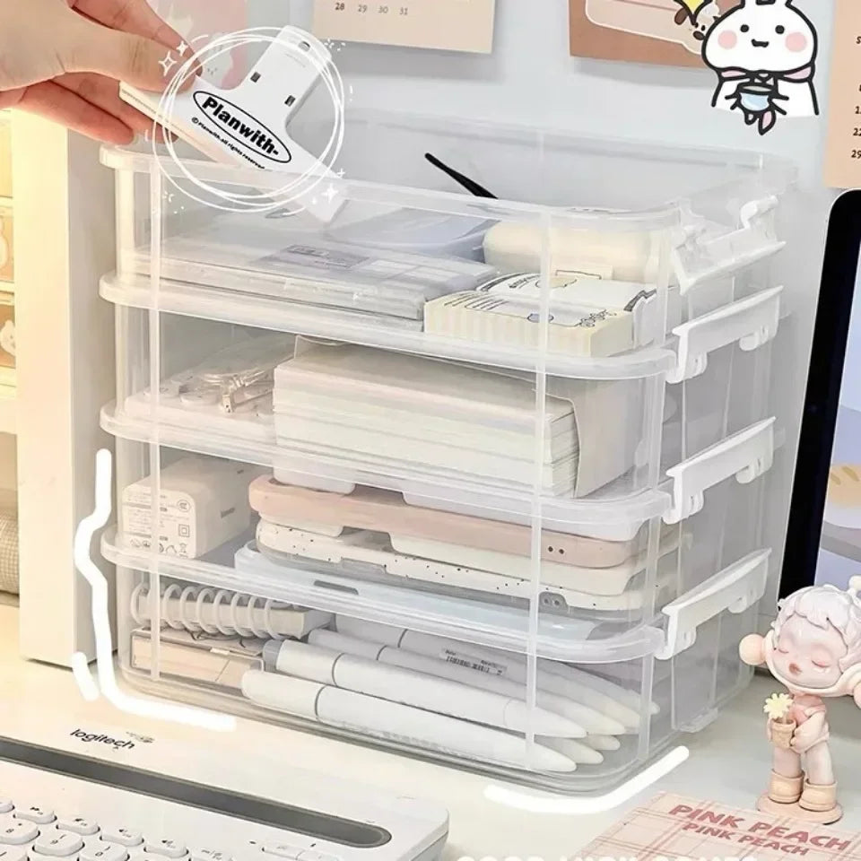 4-Layer Transparent Storage Box Stackable Sorting Box Building