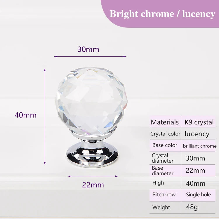 Colorful Crystal Glass Ball Pulls Knobs Wardrobe Door