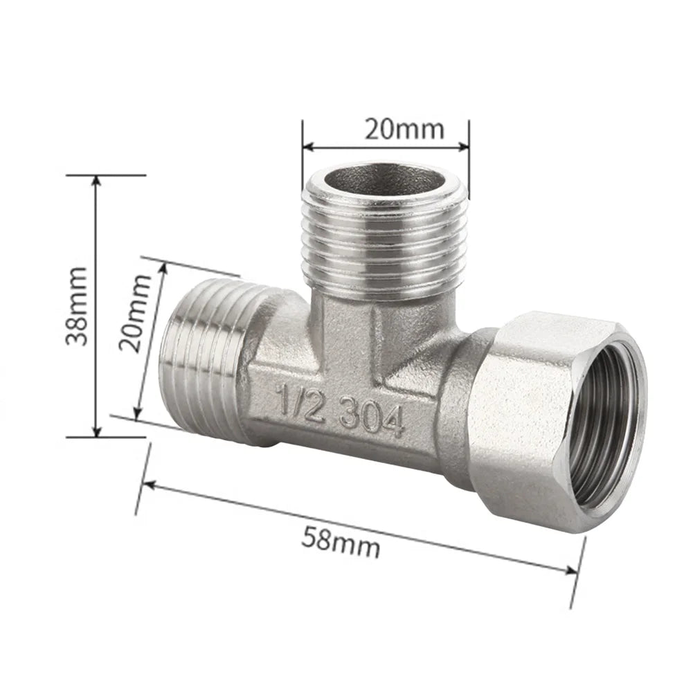 G1/2 Way T-Adapter Bathroom Shower Faucet Water Splitter