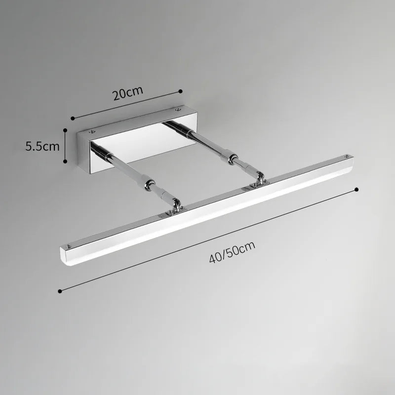 Led Simple Modern Waterproof Anti-Fog Retractable Mirror