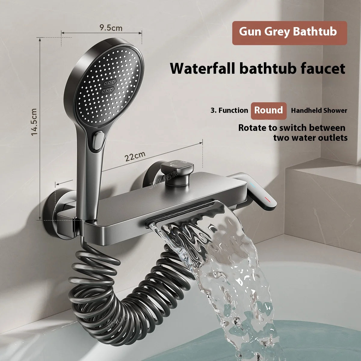 Cream Style Solid Brass Wall Mounted Bathtub Faucet