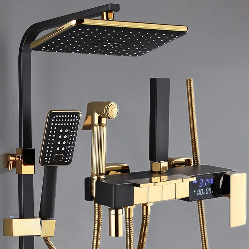 Piano Digital Display Thermostatic Bathroom Shower Cold Brass