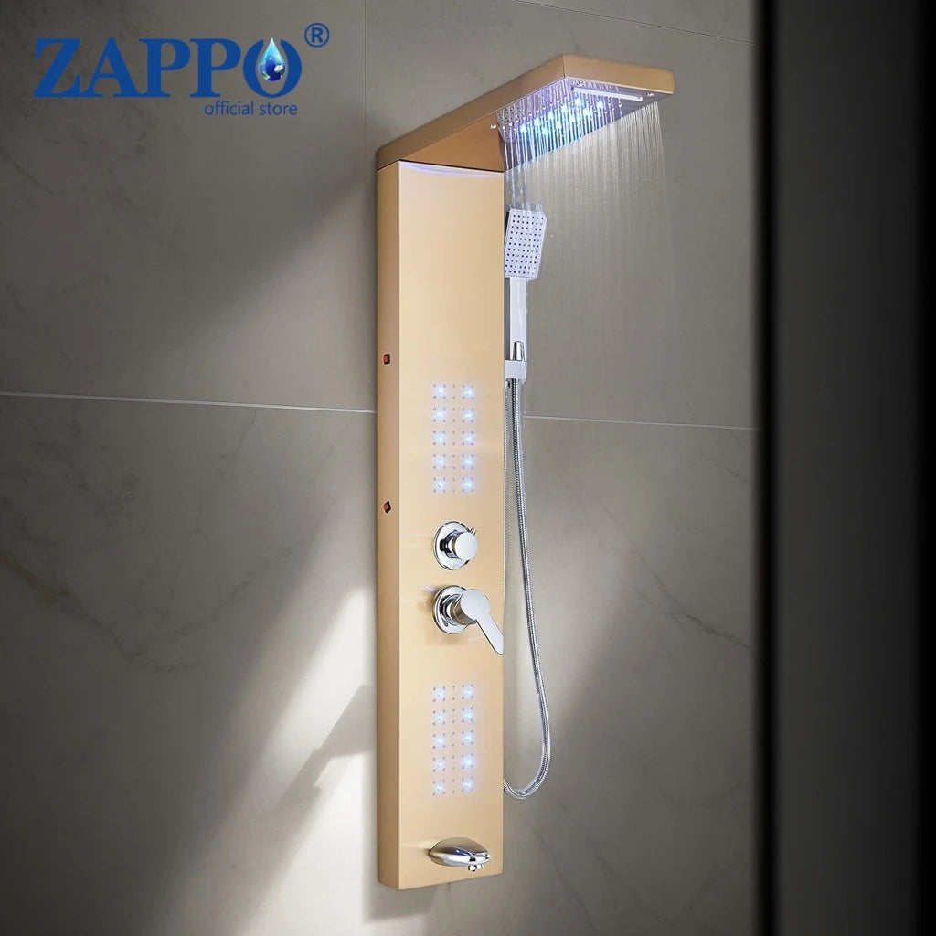 Zappo Shower Panel Tower System Led Rainfall Waterfall