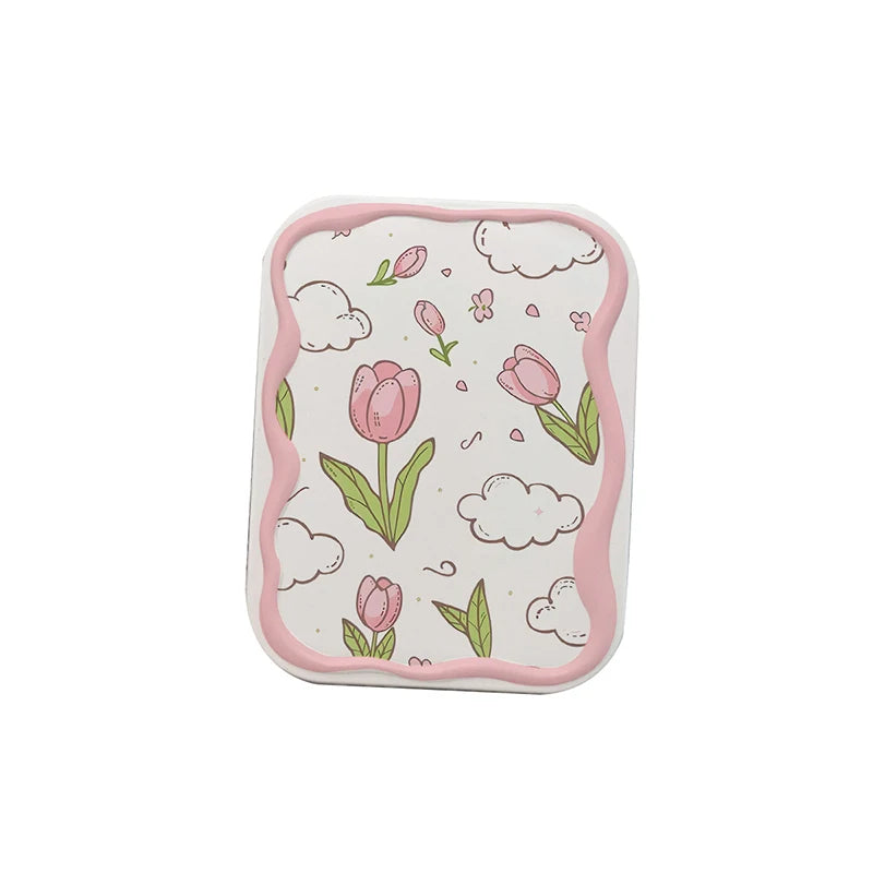 Flowers Flip-Top Folding Makeup Mirror Pocket Mirror Women