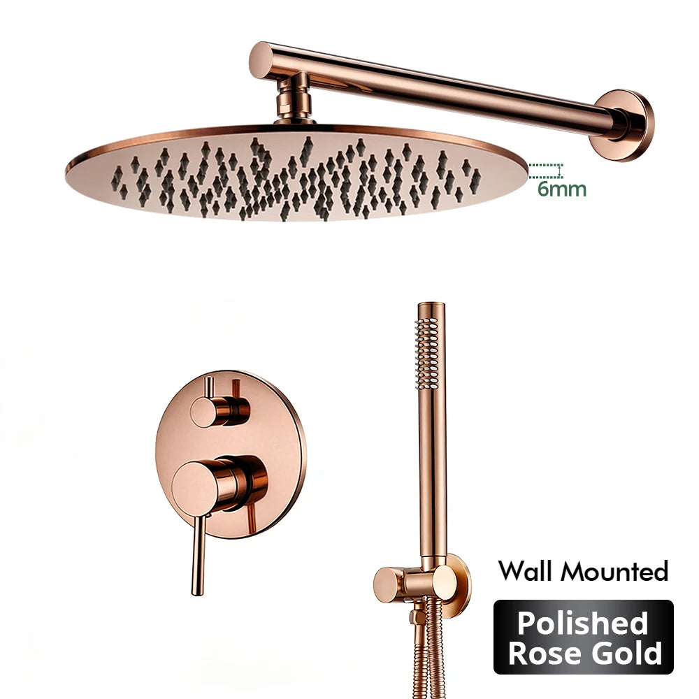 Brushed Stainless Steel Brass Built Installation Rain Shower