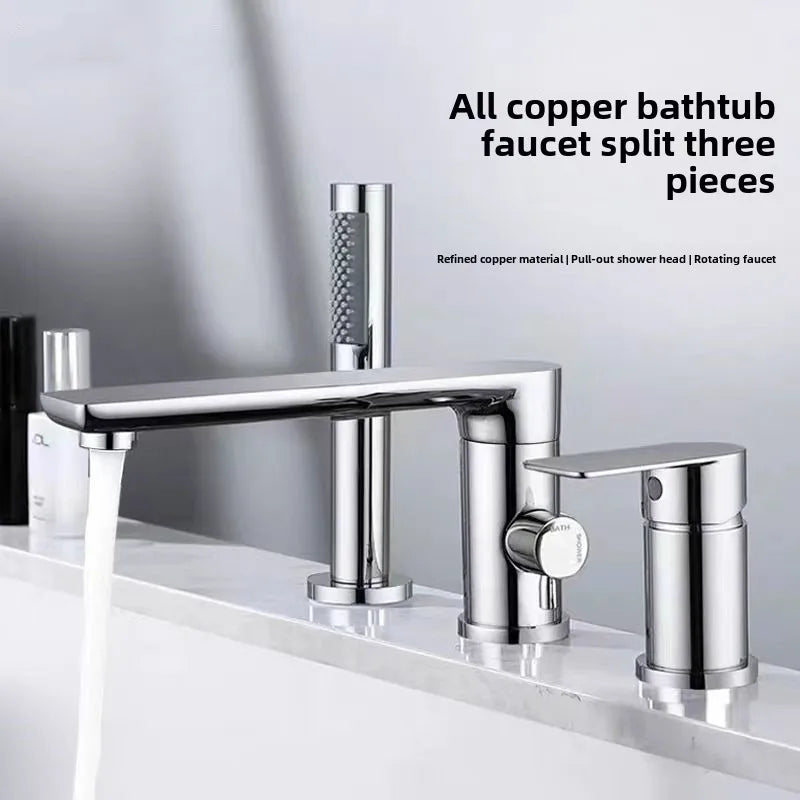 Luxury Gunmetal Black Bathtub Faucet Three Hole Mounting