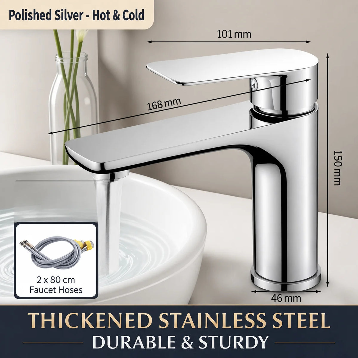 Bathroom Sink Faucet Stainless Steel Cold Mixer Tap
