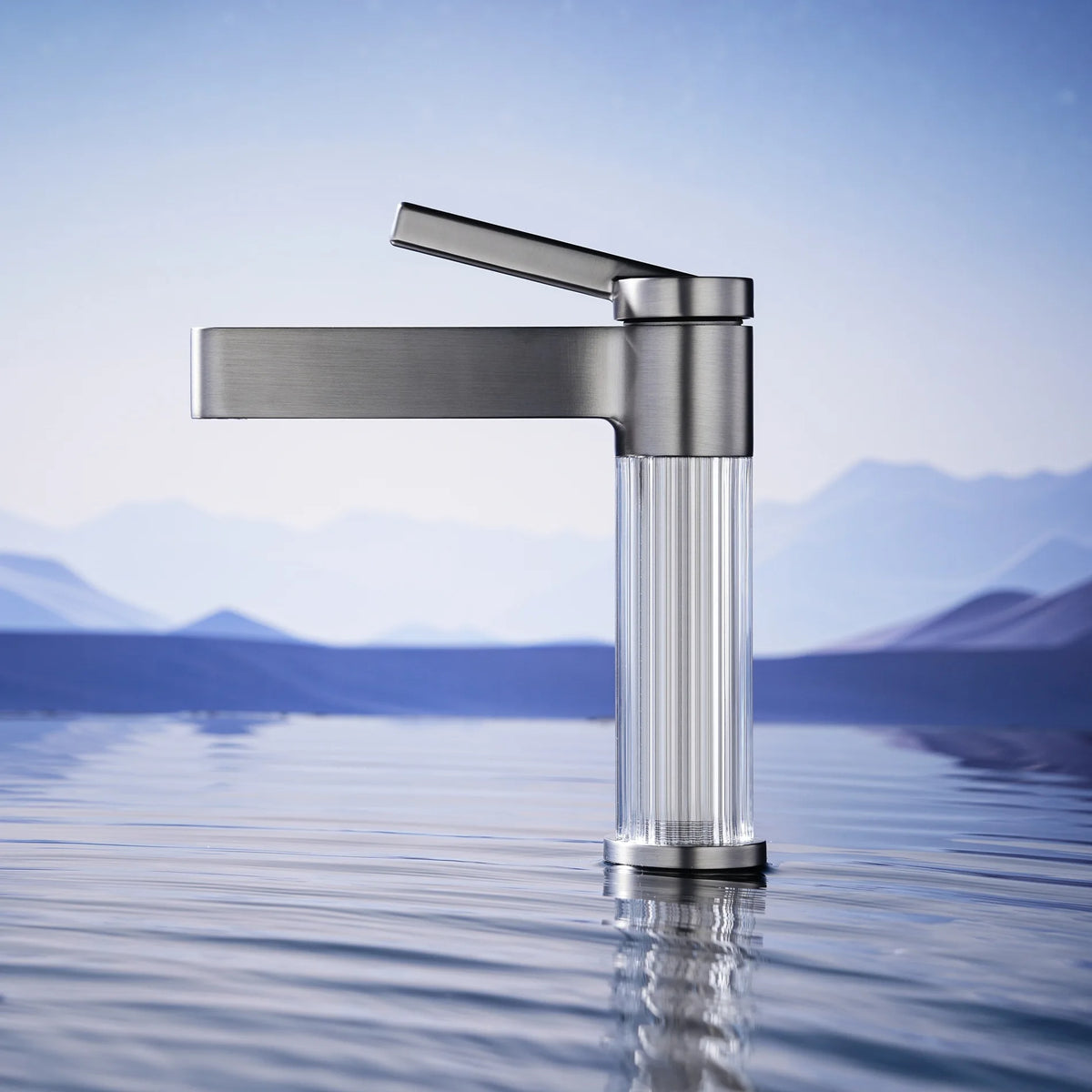 Yellow Bathroom Basin Faucet Acrylic Brass Cold Water