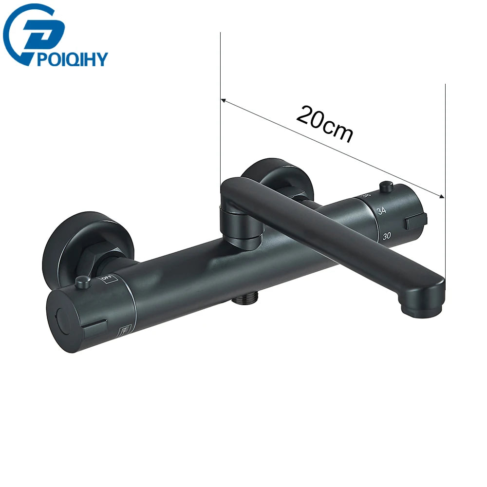 Chrome Black Bathtub Faucet Wall Mounted Thermostatic Shower