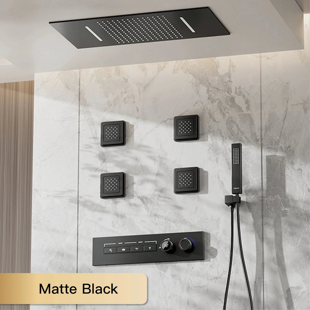 Luxury Gun Gray Brass Shower System Ceiling Design