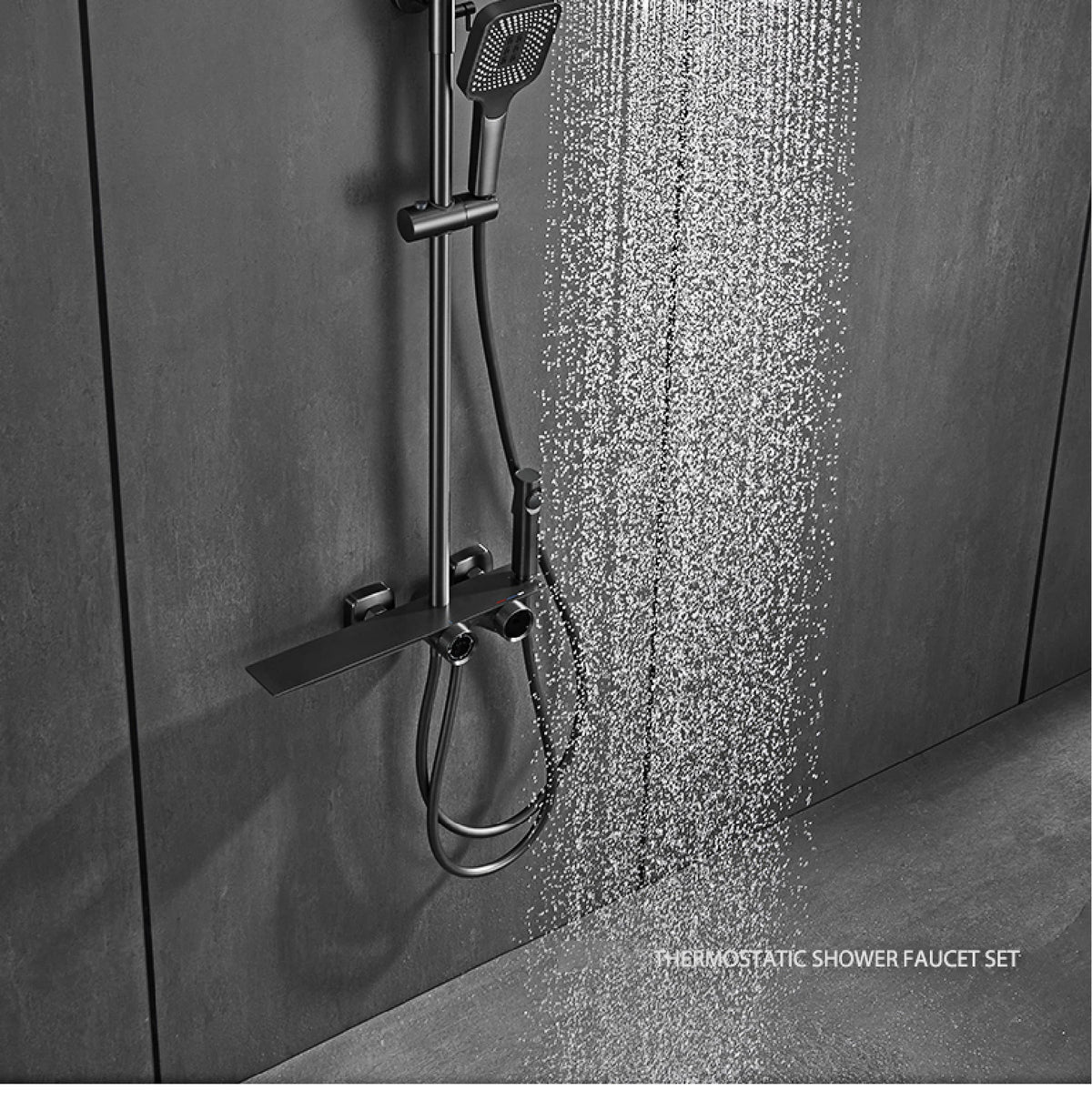 Luxury Gun Gray Brass Bathroom Shower System Digital