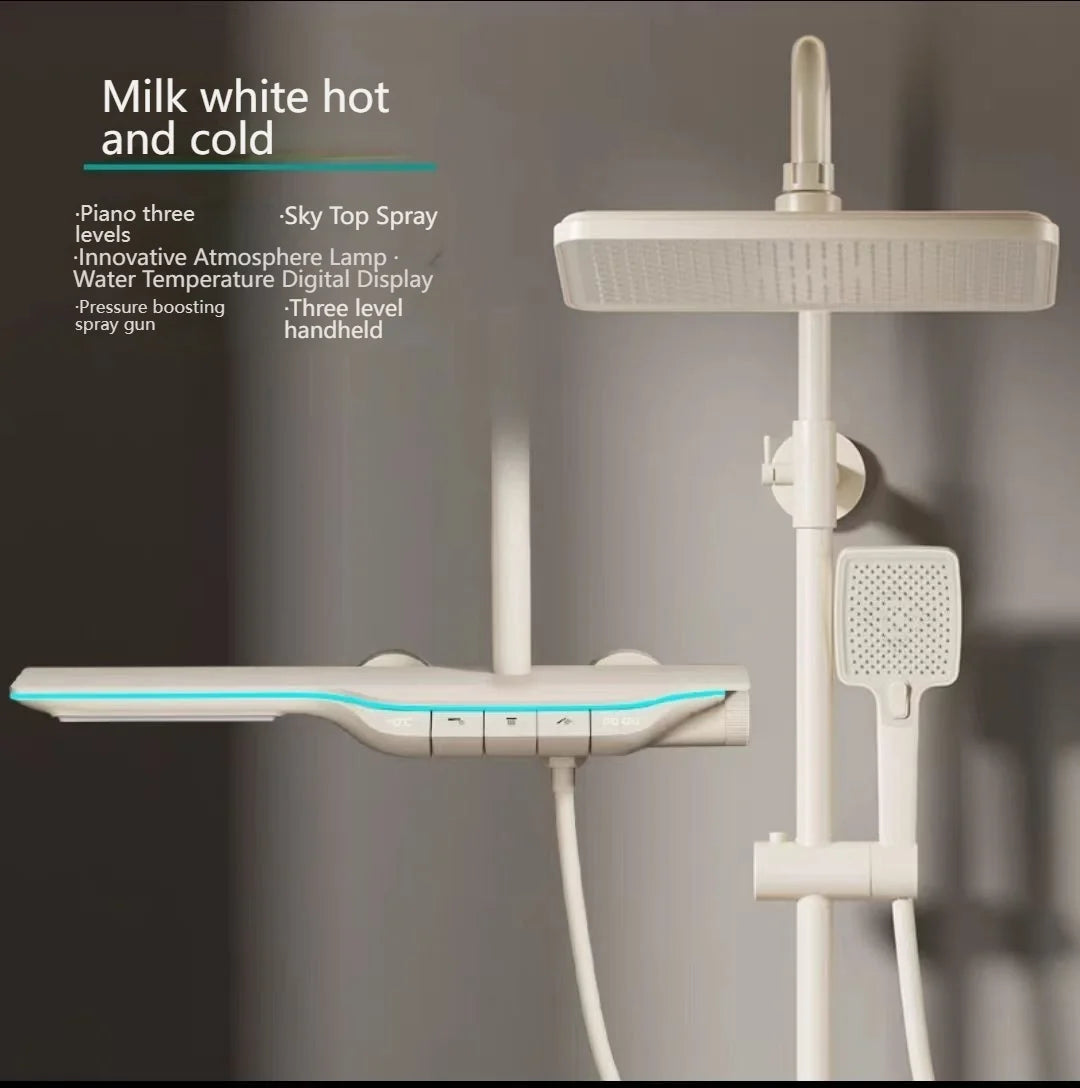 Digital Display Shower Bathroom Rainfall Piano Button Showers