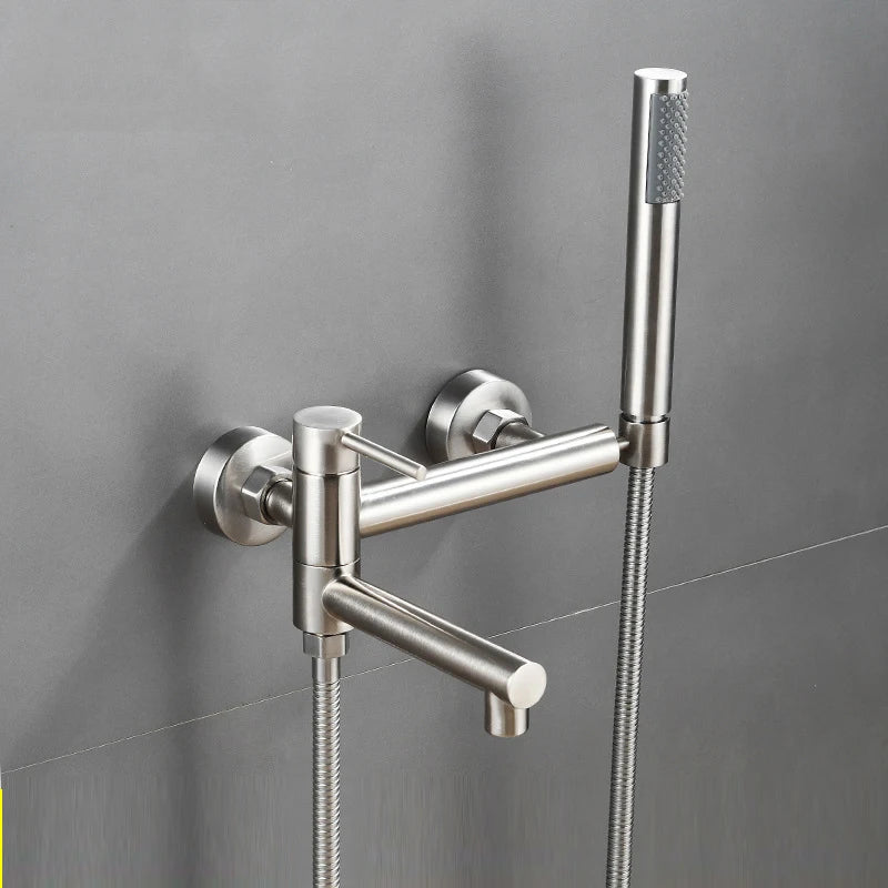 Bathtub Shower Faucet Brass Handle Waterfall Spout Wall