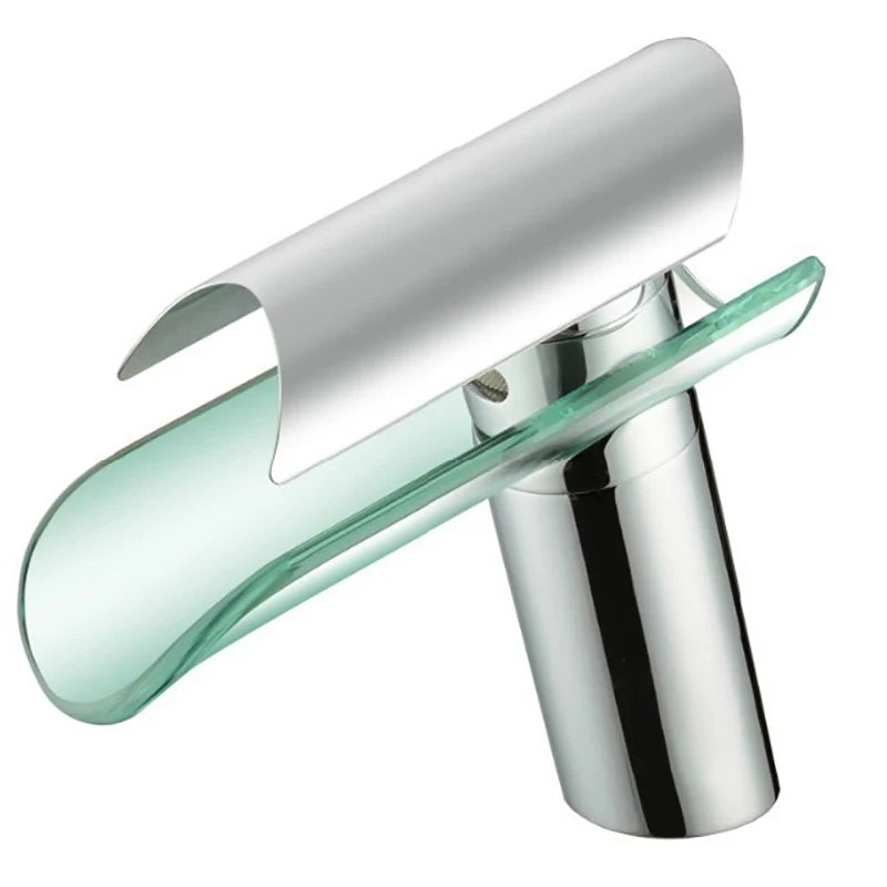 Langyo Chrome Bathroom Vanity Basin Glass Waterfall Spout