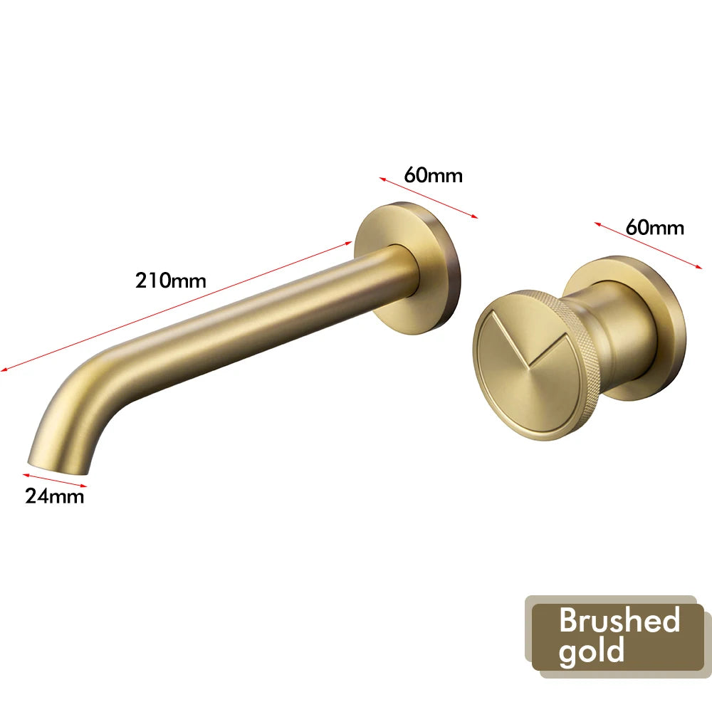Brushed Gold Basin Faucet Recessed Control Switch Tap